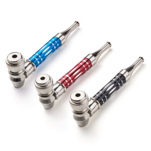 ( 3Pack ) 4.3" Long Metal Lay Flat Tobacco Smoking Hand Pipes with Caps Lids