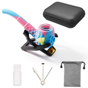 4.5" Silicone Honeycomb Tobacco Smoking Pipe with Holder and Tools Hand Pipe